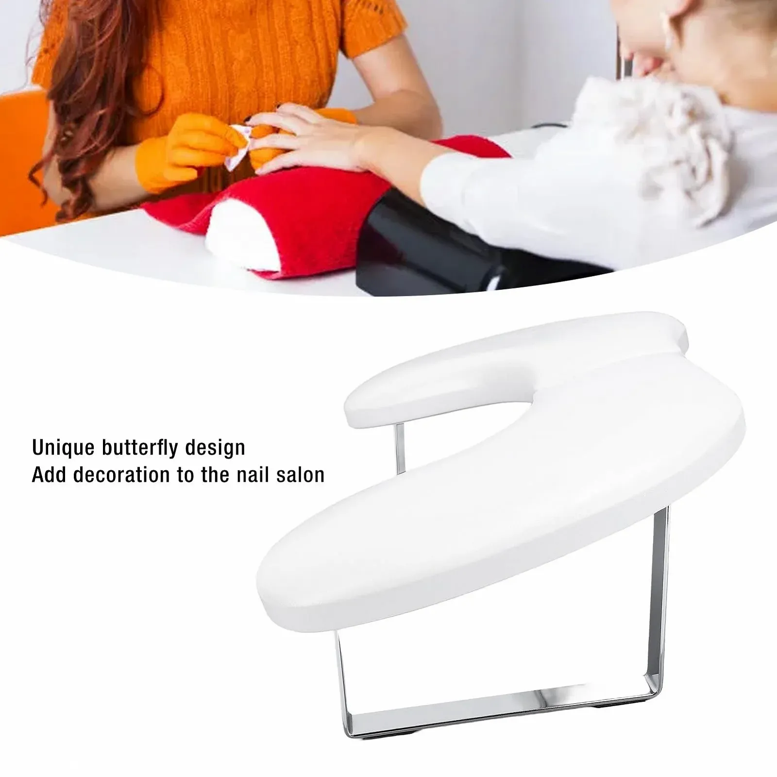 Підставка для рук Метелик зі штучної шкіри для манікюру, нековзна основа, фото №4