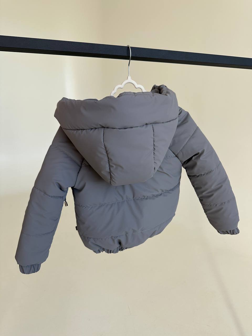 Детская демисезонная куртка с капюшоном от 74 до 158 размер, весна/осень серая, фото №7
