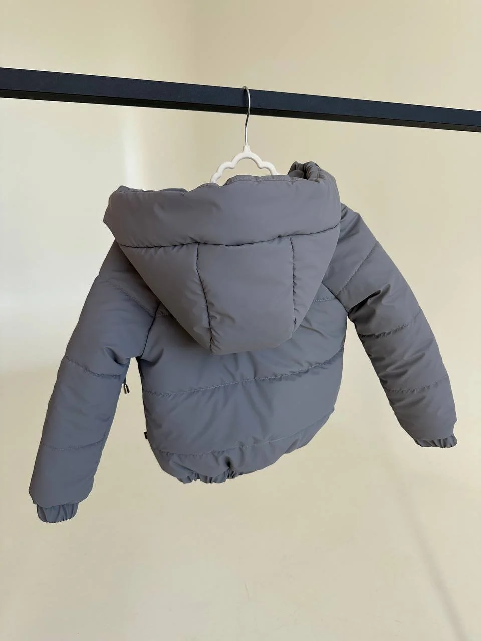 Детская демисезонная куртка с капюшоном от 74 до 158 размер, весна/осень серая, фото №7