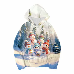 Рождественский свитер Детский Зимний на рождественскую тематику Снеговик Длинный рукав Толстовка Теплая и удобная детская одежда для мальчиков и девочек synthetic.ua - Фото 1