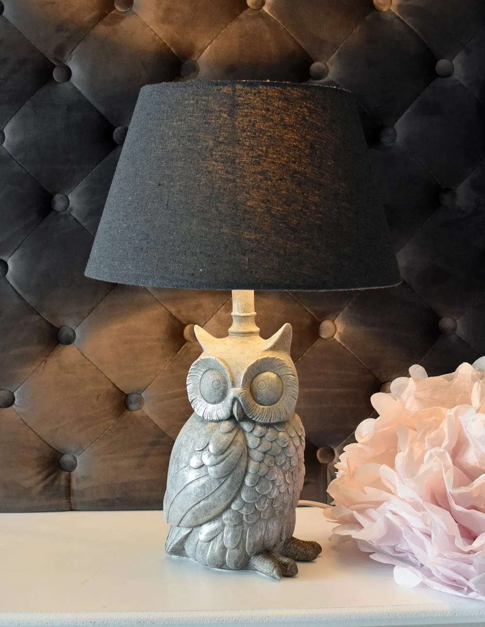 Настольная лампа Palazzo Exclusive cw200 Фигурка совы Полистоун Серая, фото №2