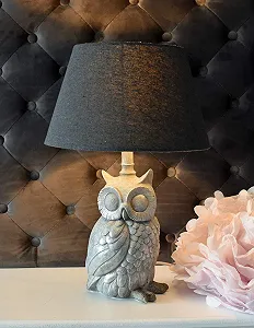 Настольная лампа Palazzo Exclusive cw200 Фигурка совы Полистоун Серая synthetic.ua - Фото 1