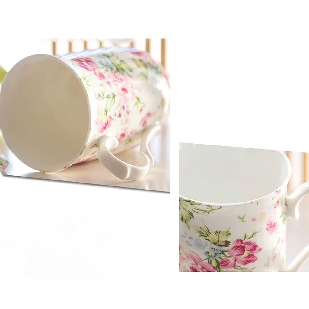 Чашка для чаю Квітковий Античний Стиль Велика Порцелянова Кружка з Кришкою, фото №4