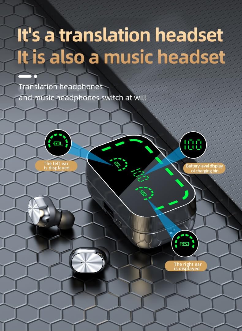 Навушники-перекладачі Bluetooth 5.3 Bewinner переклад в реальному часі для 74 мов і 70 акцентів, час відповіді 0.5 секунди, фото №2