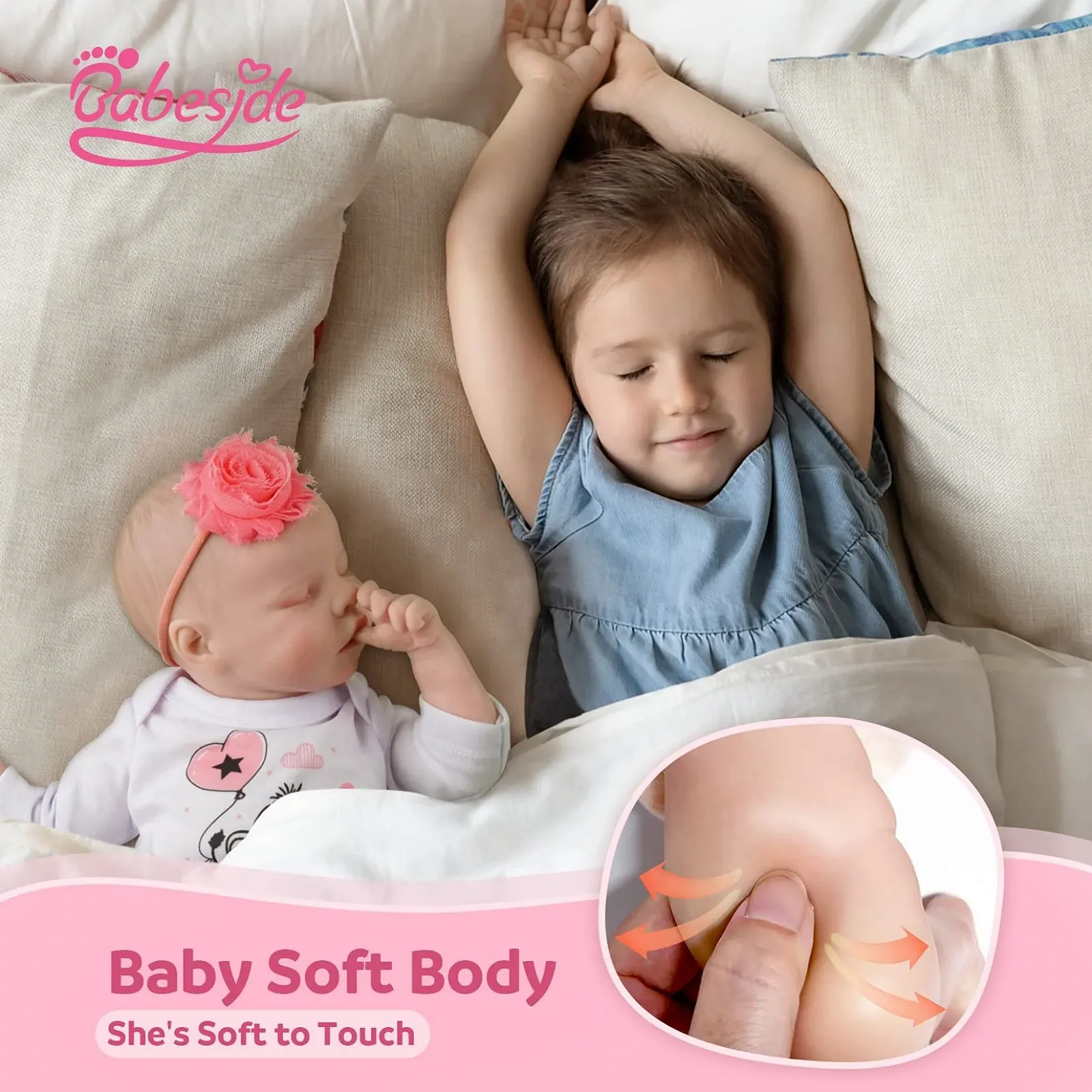 Кукла Реборн BABESIDE 43 см Реалистичная ручная работа с мягким телом, как настоящий спящий ребенок, фото №2 Кукла Реборн BABESIDE 43 см Реалистичная ручная работа с мягким телом, как настоящий спящий ребенок, фото №2