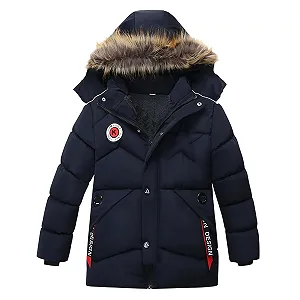 Куртка зимняя Semen детская для мальчиков, на флисовой подкладке, с капюшоном с искусственным мехом - Фото 1