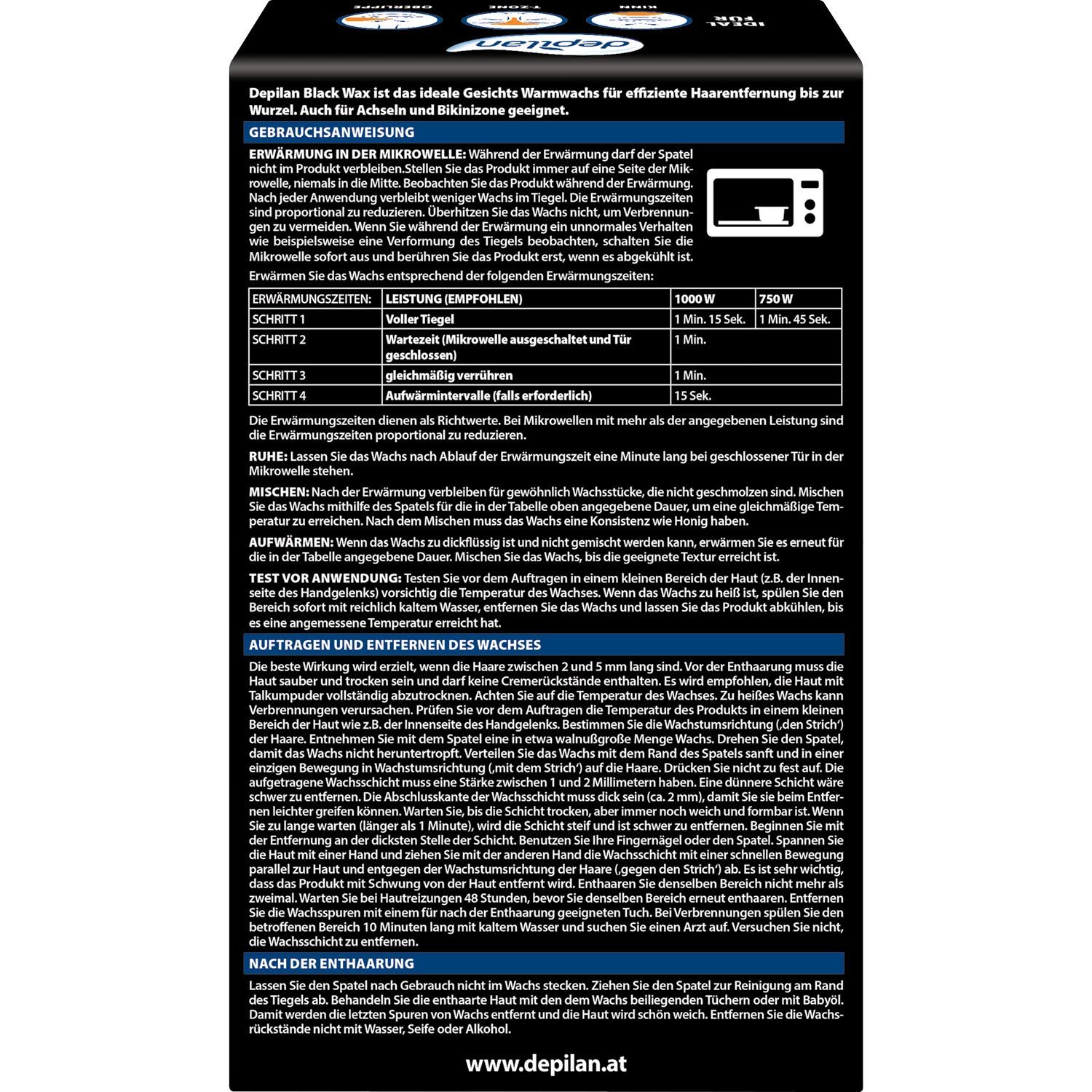 Гарячий віск Depilan Black Wax для обличчя, бікіні та пахв 100 г чорний, фото №2