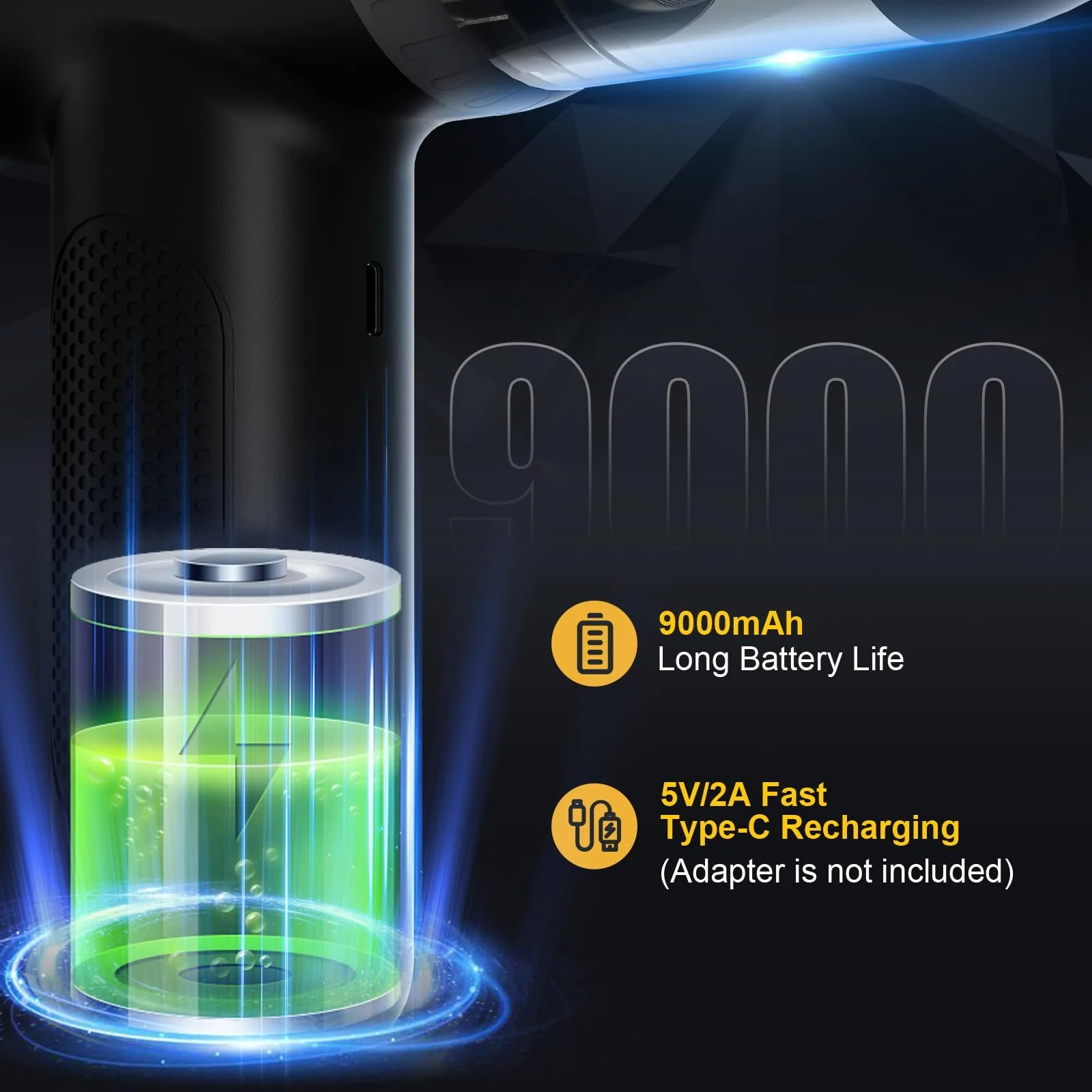 Акумуляторний очищувач повітря 2 в 1 Yomile 150 000 об/хв з міні-автопилососом 9000 мАг, фото №3 Акумуляторний очищувач повітря 2 в 1 Yomile 150 000 об/хв з міні-автопилососом 9000 мАг, фото №3