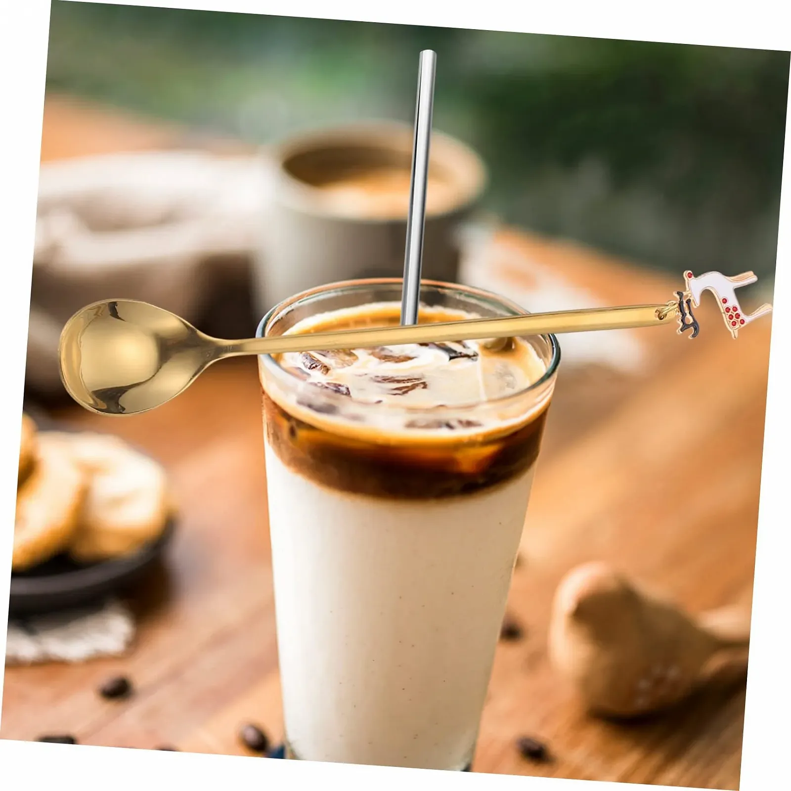 Ложка HEMOTON 4 шт. з нержавіючої сталі для десертів, різдвяна, фото №3