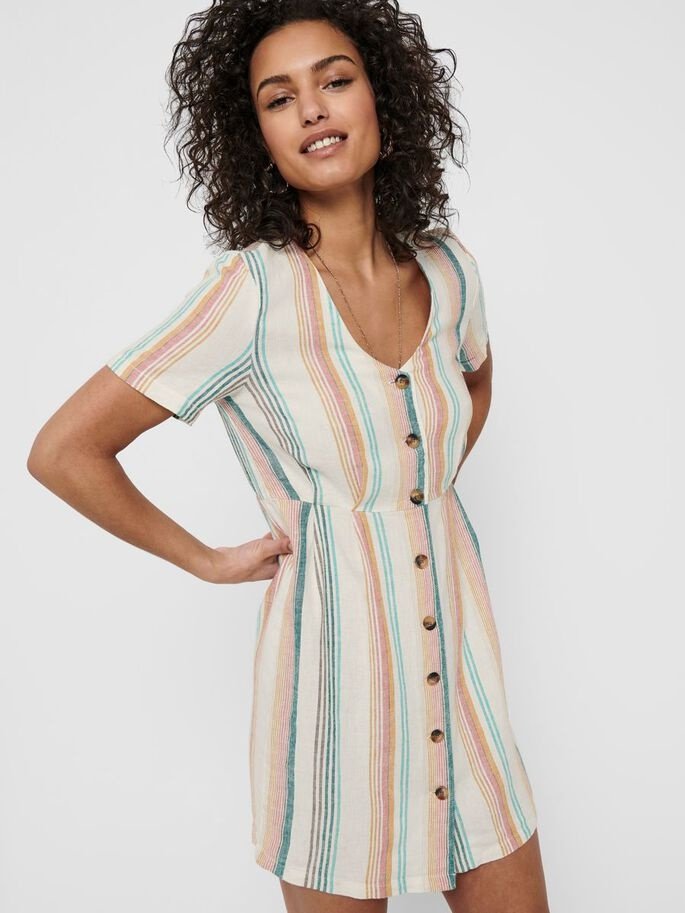 Сукня ONLVIVA-OHIO S/S BUTTON STRIPE DRESS PNT 15226232 Cloud Dancer ONLY Білий L, фото №2
