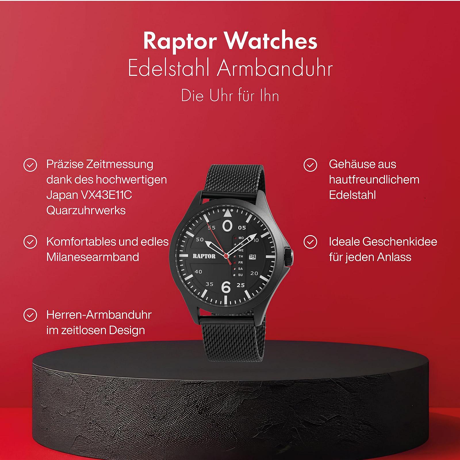 Годинник Raptor Smart Чоловічий Нержавіюча сталь Миланський ремінець Люмінофорні стрілки Дата Аналоговий Кварцовий RA20265, фото №2 Годинник Raptor Smart Чоловічий Нержавіюча сталь Миланський ремінець Люмінофорні стрілки Дата Аналоговий Кварцовий RA20265, фото №2