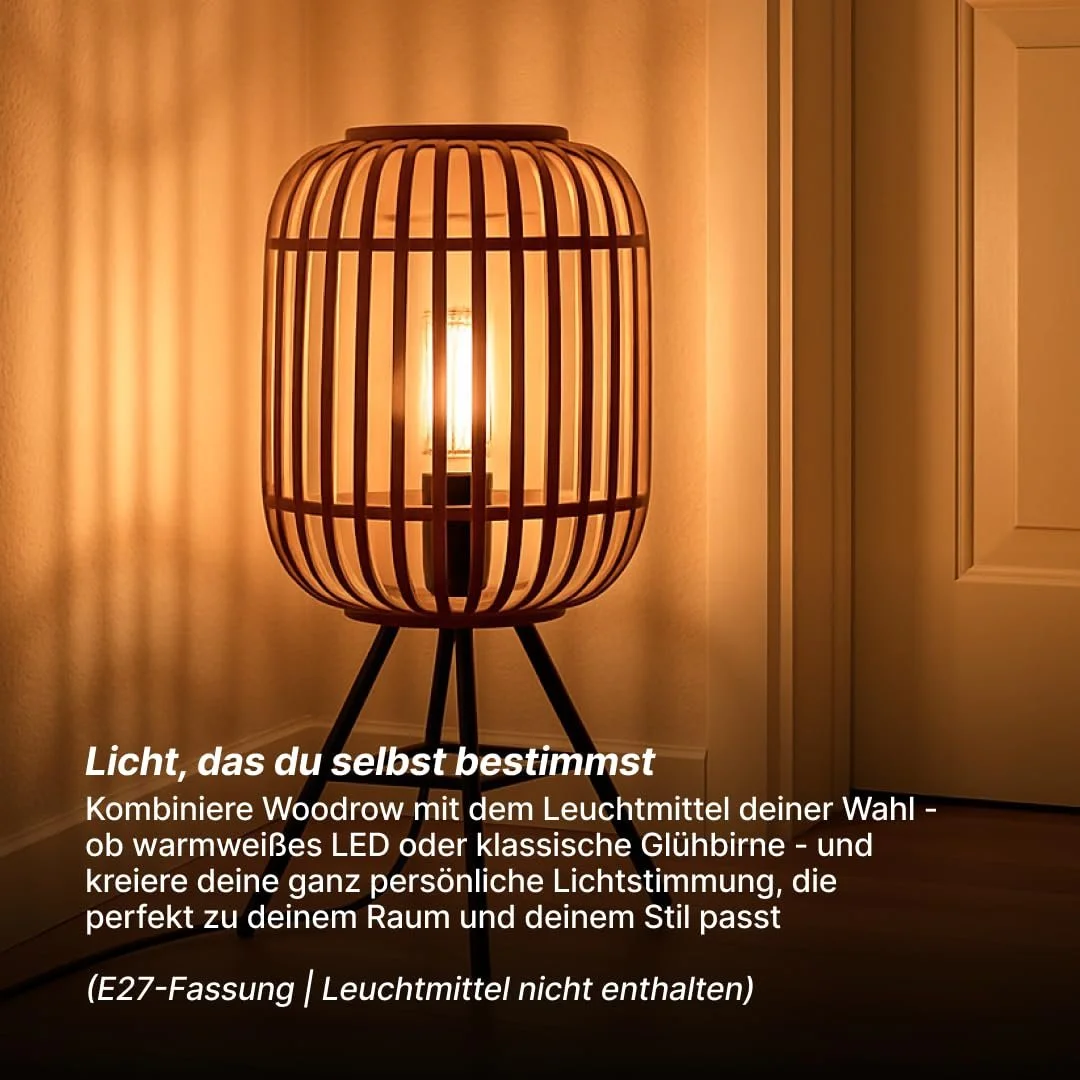 Настільна лампа BRILLIANT Woodrow 1x A60 E27 60 Вт Світло-коричневий, фото №6