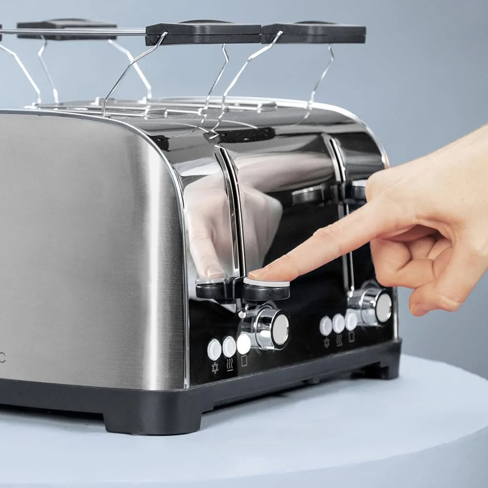 Тостер вертикальний Cecotec Toastin' time 1700 Вт, 4 коротких слоти, широкий слот 3,8 см, 2 тримачі для булочок та піддон для крихт, нержавіюча сталь, фото №6