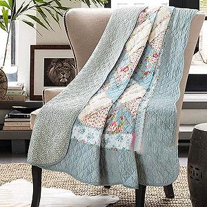 Покривало VIVILINEN Бавовняна клаптикова Синя 150 x 200 см Квіткова synthetic.ua - Фото 1