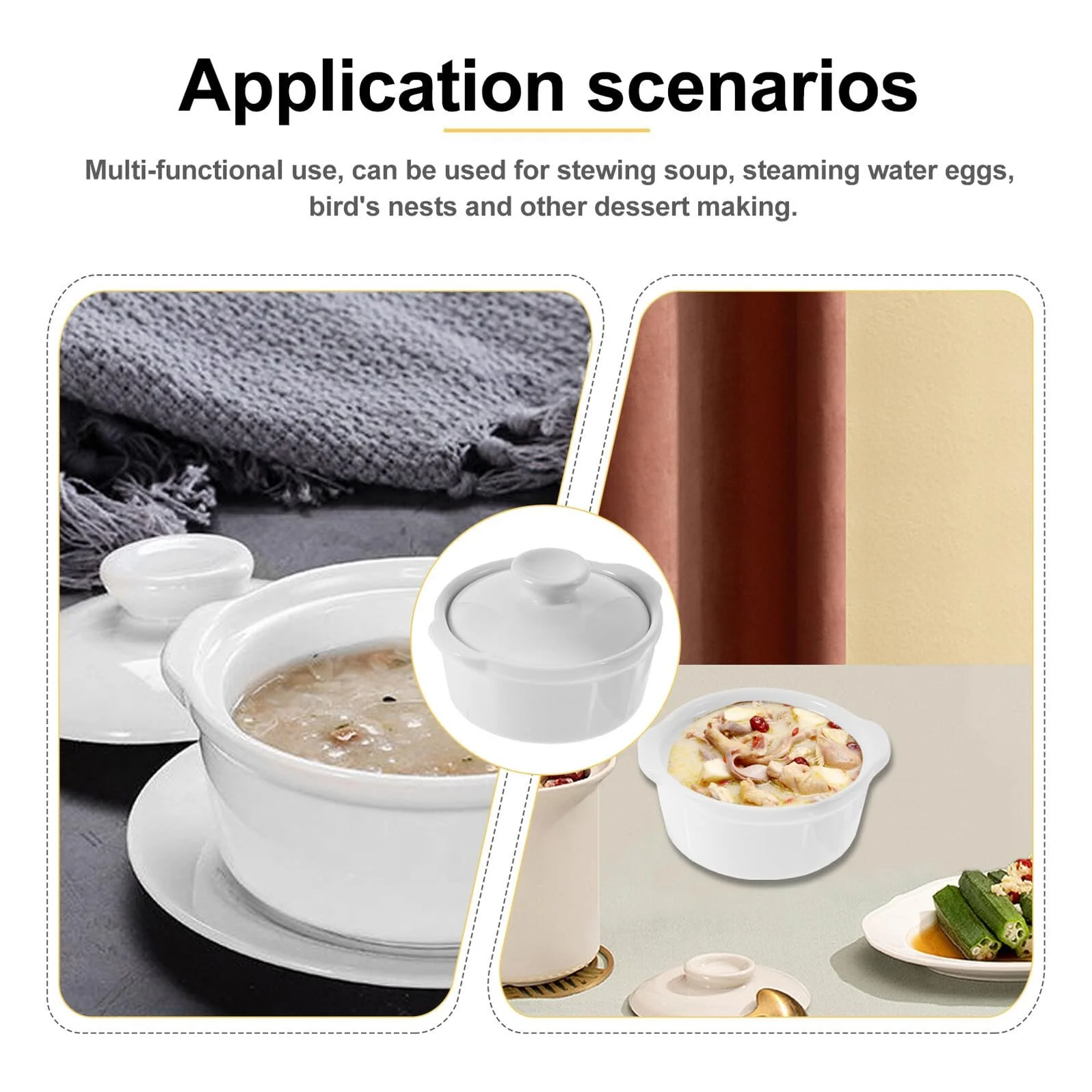 Миска для запікання Veemoon керамічна з кришкою та ручкою 4 дюйми герметична, фото №7