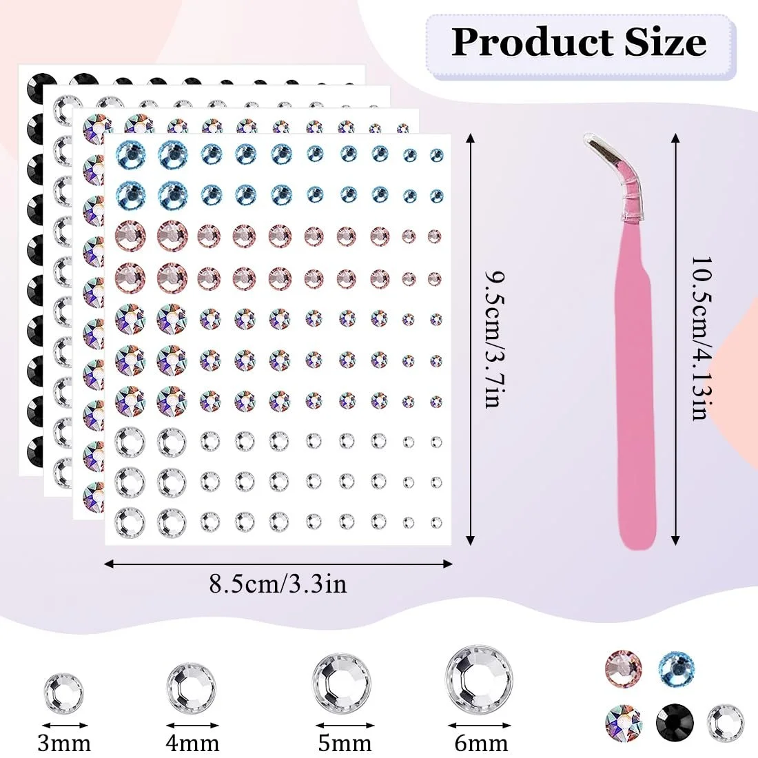Стразы Самоклеящиеся FUKPO, 400 шт, Разноцветные, фото №2