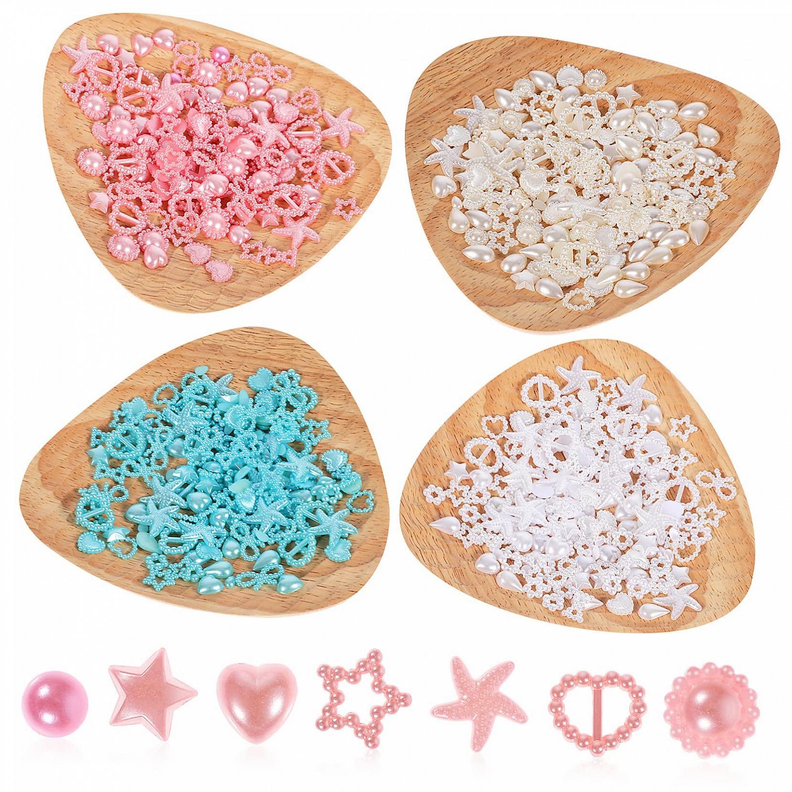 Украшения для ногтей Mikinona 4 taschen Herz-perlen Stern-schleife Kleine Kunststoffornamente Handgefertigte Nageldeko Bastelornamente Diy-schmuckzubeh, фото №1