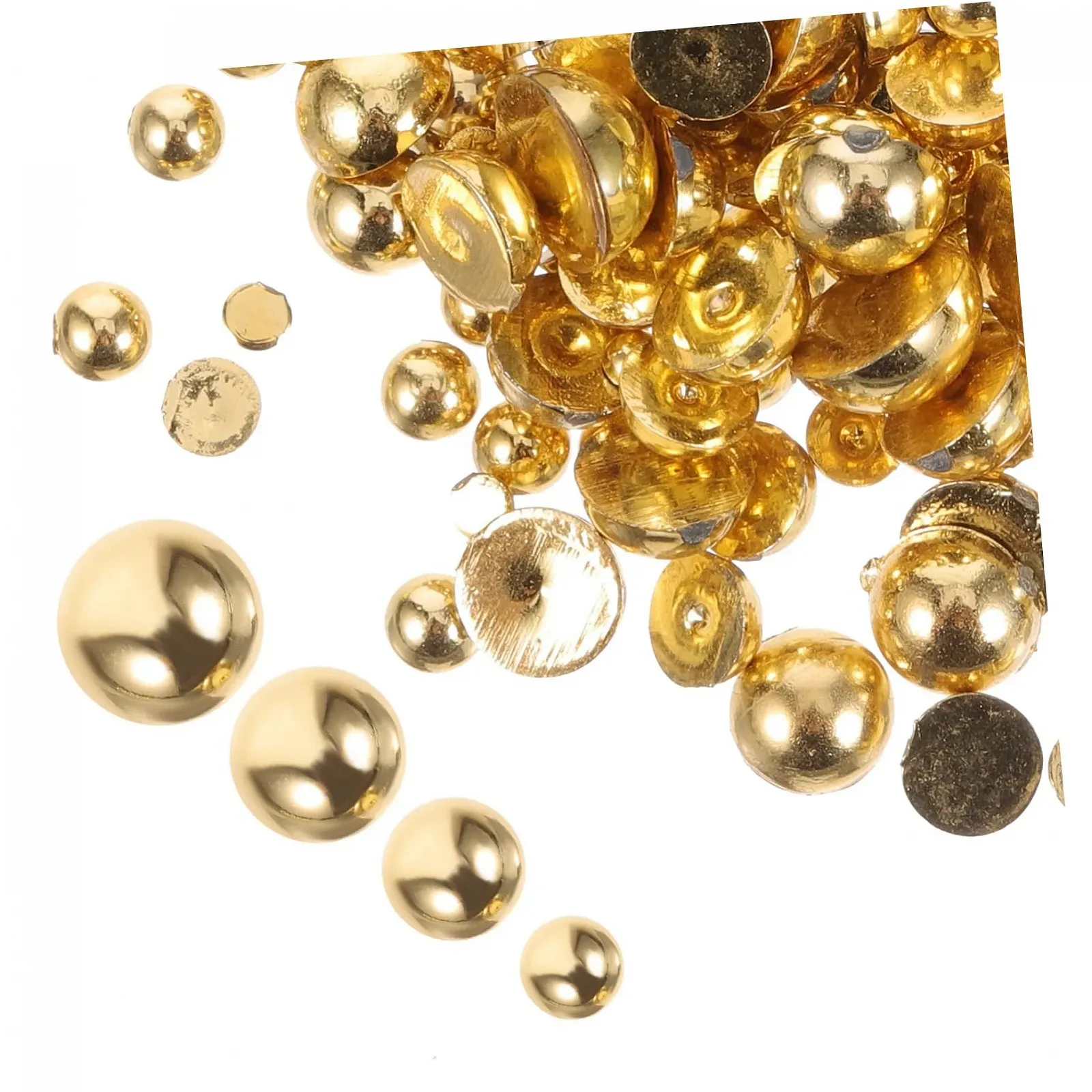 Прикраса для нігтів Lurrose 1000 шт. Напівкруглі пластикові перлини Золотисті, фото №1