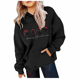 Худи для мальчиков Мода Рождество Зимний свитшот с капюшоном и принтом коровы, украшенный карманом, одежда 158 synthetic.ua - Фото 1