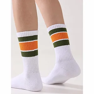 Забавные носки женские полосатые ретро носки до середины икры спортивные носки до икры повседневные хлопковые носки 3 пары мягкие полосатые носки до середины икры разноцветные один размер, 3 пары мягкие полосатые носки до середины икры, разноцветные synthetic.ua - Фото 1