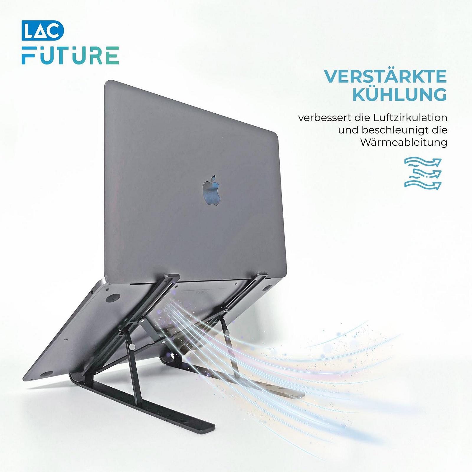Підставка для ноутбука Алюмінієвий сплав Регульована по висоті 7 рівнів Вентильована охолоджуюча для MacBook Pro Air, Dell, HP All 10-15.6 дюймів - Чорний, фото №6