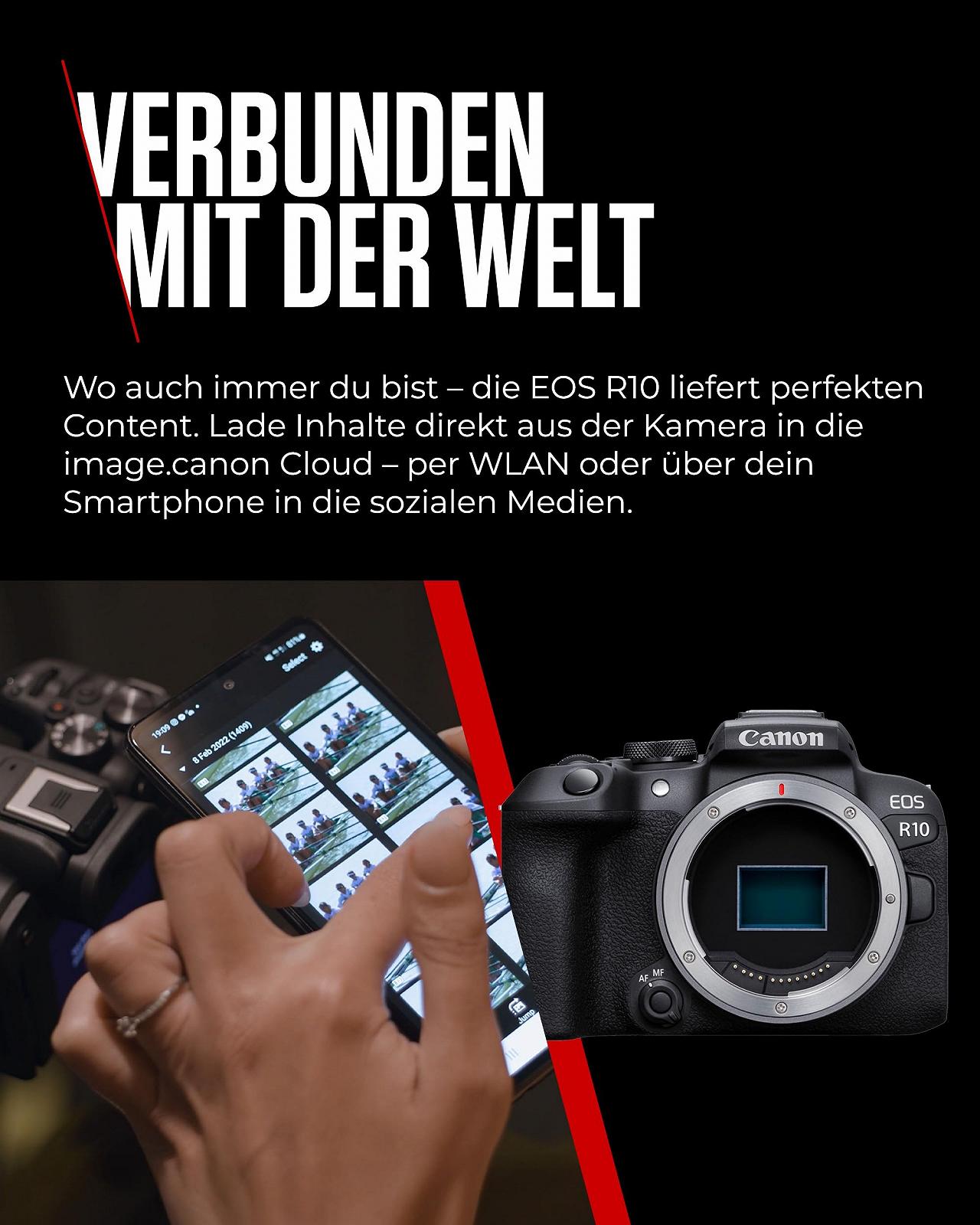 Беззеркальная камера Canon EOS R10 + Объектив RF-S 18-150 mm F4.5-6.3 is STM (Гибридная камера, обновление DSLR, 15 кадров/с, видео 4K, система автофокусировки Dual Pixel CMOS AF II, WLAN) Черный, фото №8