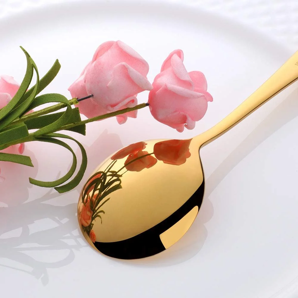 Ложка для супу BISDARUN Кругла Набір 6 шт. Золота 18/10 нержавіюча сталь 17.5 см довжина 4.5 см ширина, фото №5