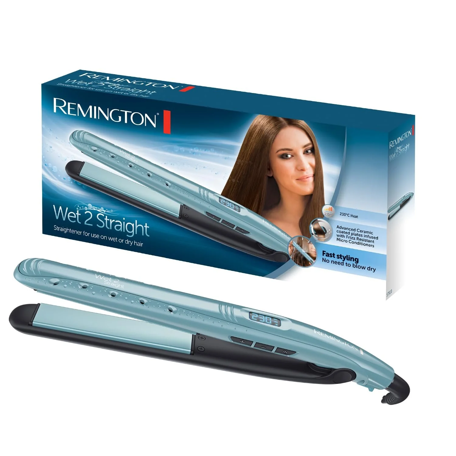 Випрямляч для волосся Remington Wet2Straight S7300 LCD 140-230°C для вологого та сухого волосся, фото №1