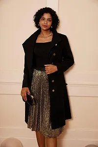 Пальто GRACE KARIN A-силуету з відкладним коміром на один ґудзик з поясом synthetic.ua - Фото 1