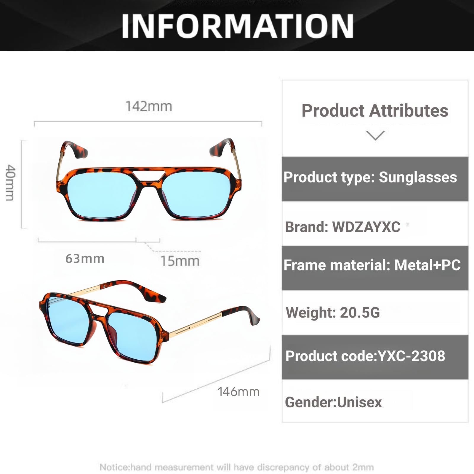 Модні вінтажні квадратні сонцезахисні окуляри для чоловіків і жінок WDZAYXC, металевий дизайн, захист від ультрафіолету, фото №3 Модні вінтажні квадратні сонцезахисні окуляри для чоловіків і жінок WDZAYXC, металевий дизайн, захист від ультрафіолету, фото №3