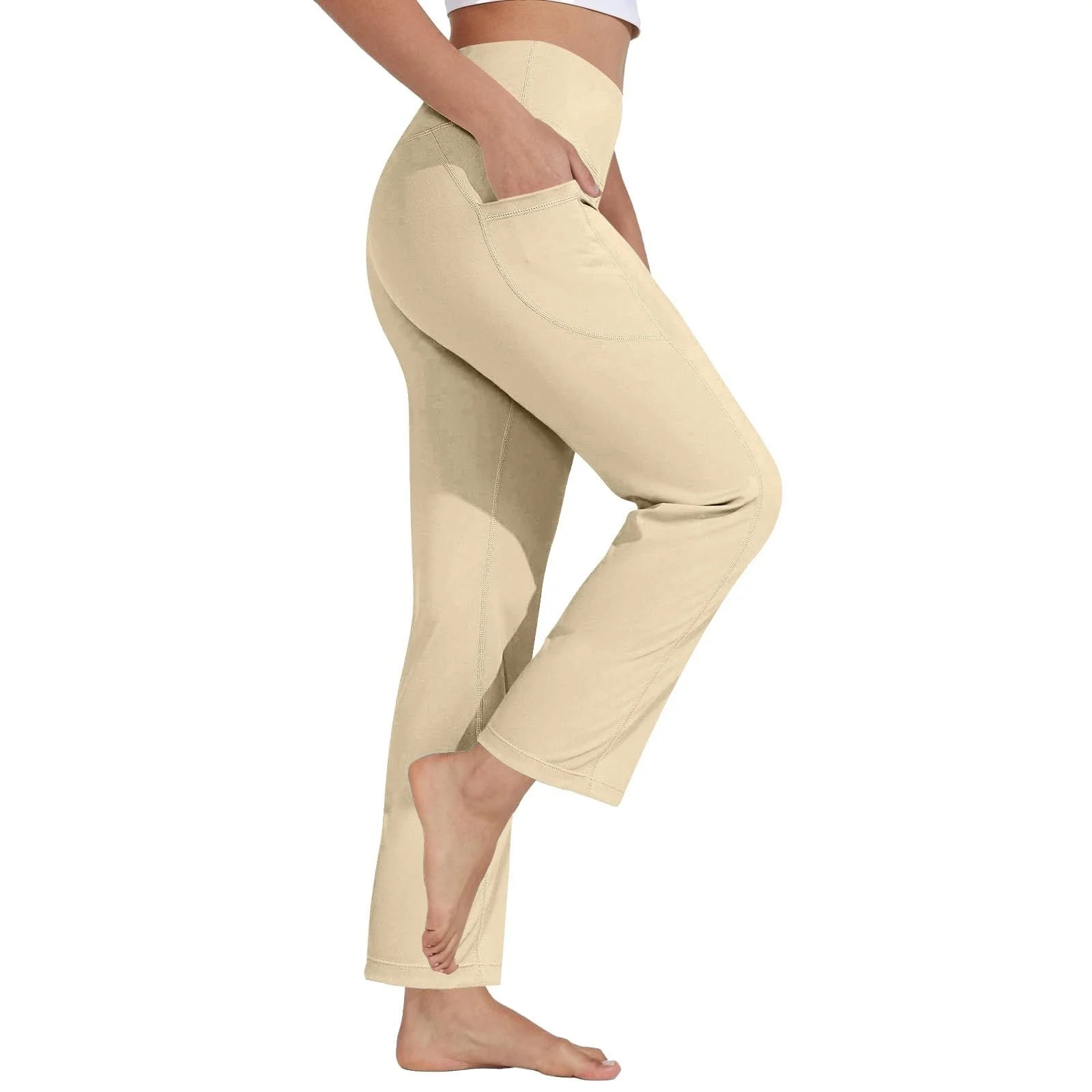 Капри с широкими штанинами для женщин, с высокой талией, однотонные, фото №5 Капри с широкими штанинами для женщин, с высокой талией, однотонные, фото №5