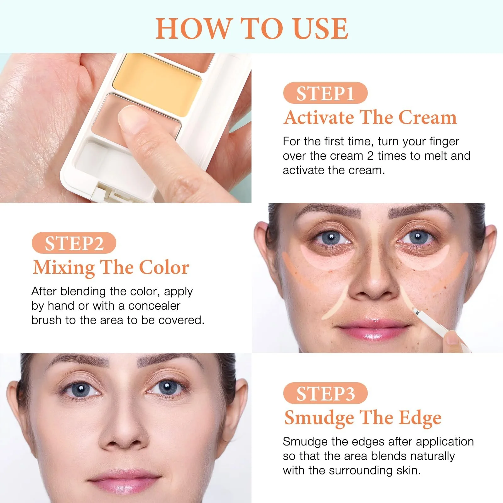 Палетка консилерів Boobeen Корекція кольору 3 кольори, фото №6