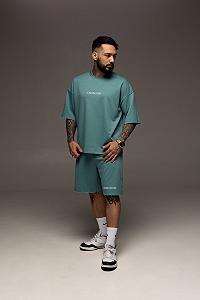 Костюм мужской летний берюзовый Calvin Klein Стильный оверсайз на лето Базовый комплект для мужчины synthetic.ua - Фото 1