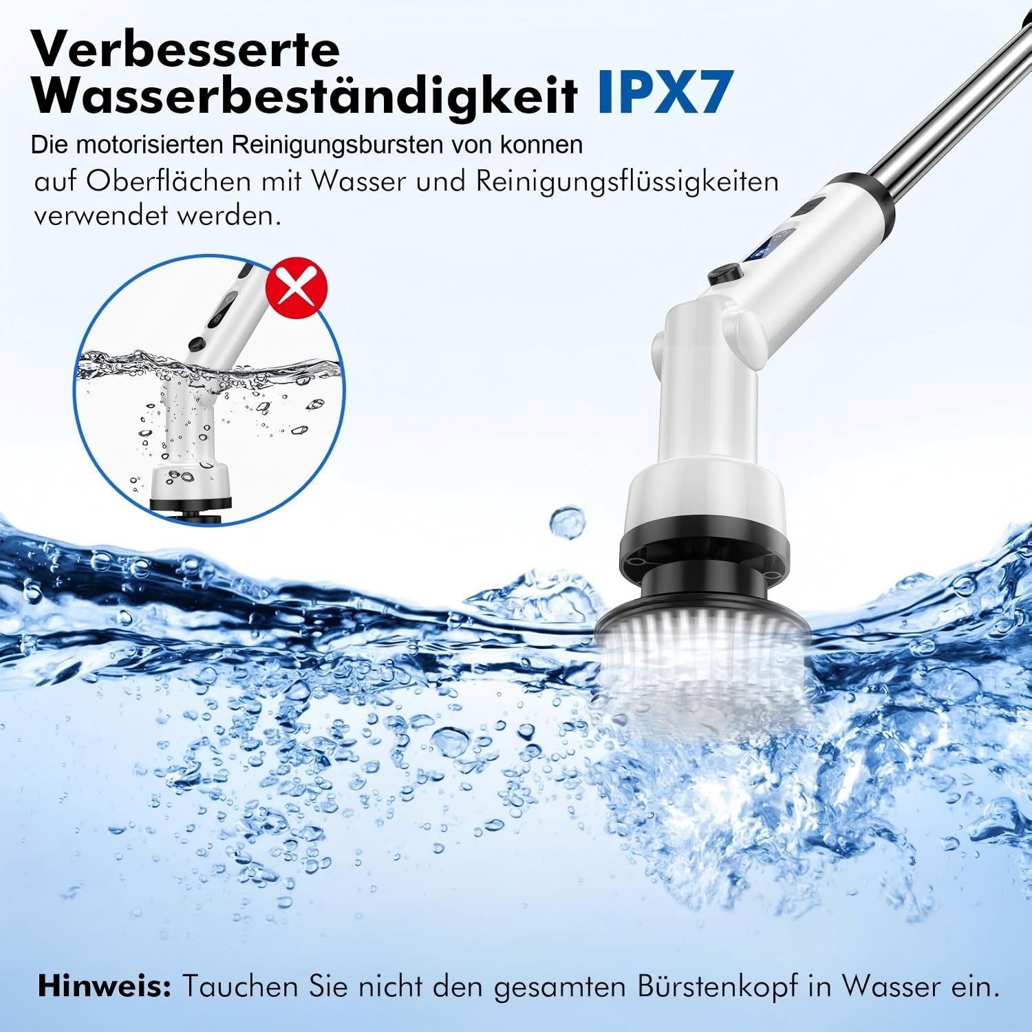 Электрическая щетка Spin Scrubber с 8 сменными насадками и регулируемой ручкой IPX7, фото №3
