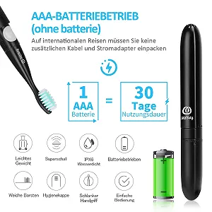 Дорожня електрична зубна щітка MitButy Водонепроникна Портативна на батарейках Дорожній футляр-ковпачок synthetic.ua - Фото 1