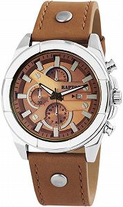 Мужские часы Chrono-Look Raptor с браслетом с заклепками, коричневый, аналоговый дисплей даты, 26 см, 48 мм, 24 см, разноцветный, ремешок. - Фото 1