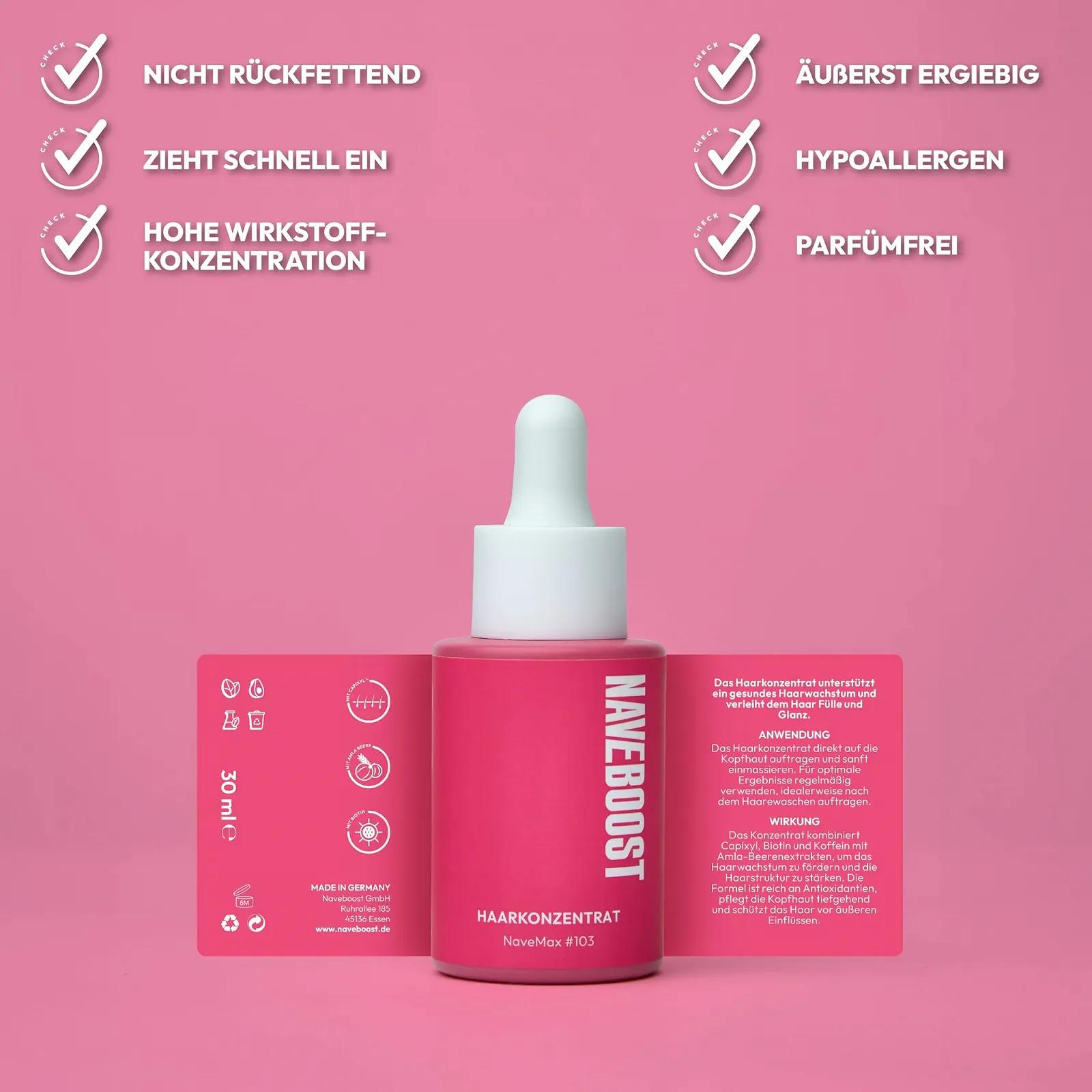 Концентрат Naveboost для Волосся Capixyl Біотин, Кофеїн та Екстракт Амли 50 мл, фото №6