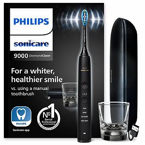 Зубная электрощетка Philips Sonicare DiamondClean 9000 HX9911/09, 4 программы чистки, 3 уровня интенсивности, стакан для зарядки и дорожный футляр USB, черная - Фото 1