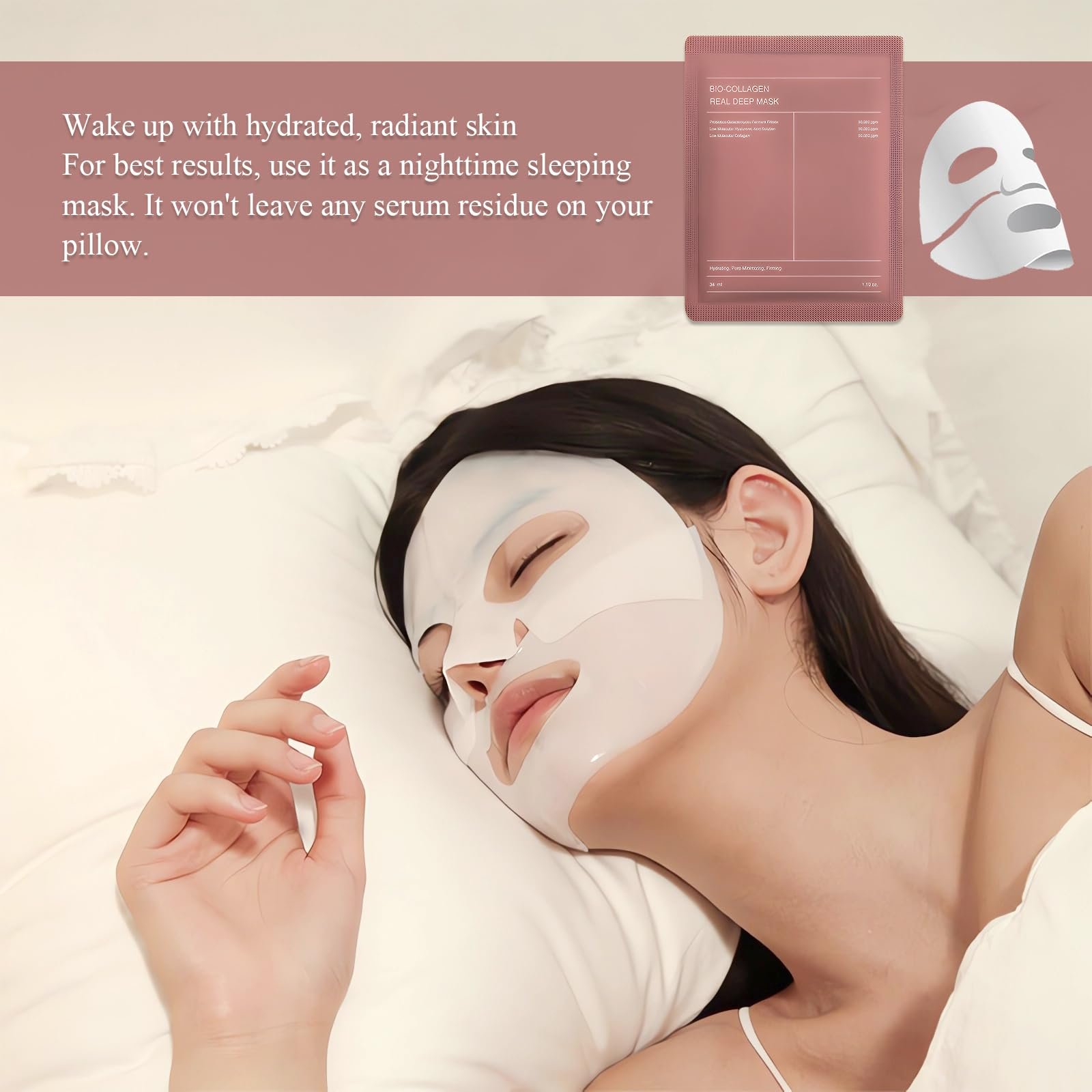 Маска Нічна для обличчя Collagen Organic Real Overnight Deep Зволожуюча для всіх типів шкіри, фото №6