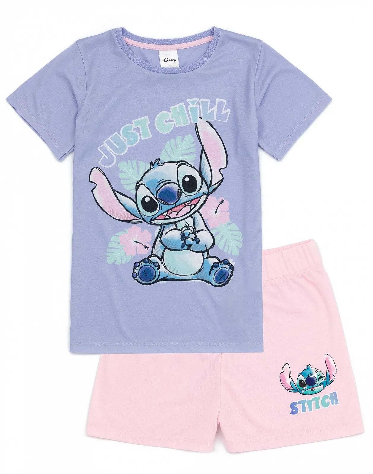 Піжама Disney Lilo and Stitch для дівчат, набір 2 шт. футболка з написом Just Chill, шорти з мультяшним інопланетянином, фото №4 Піжама Disney Lilo and Stitch для дівчат, набір 2 шт. футболка з написом Just Chill, шорти з мультяшним інопланетянином, фото №4