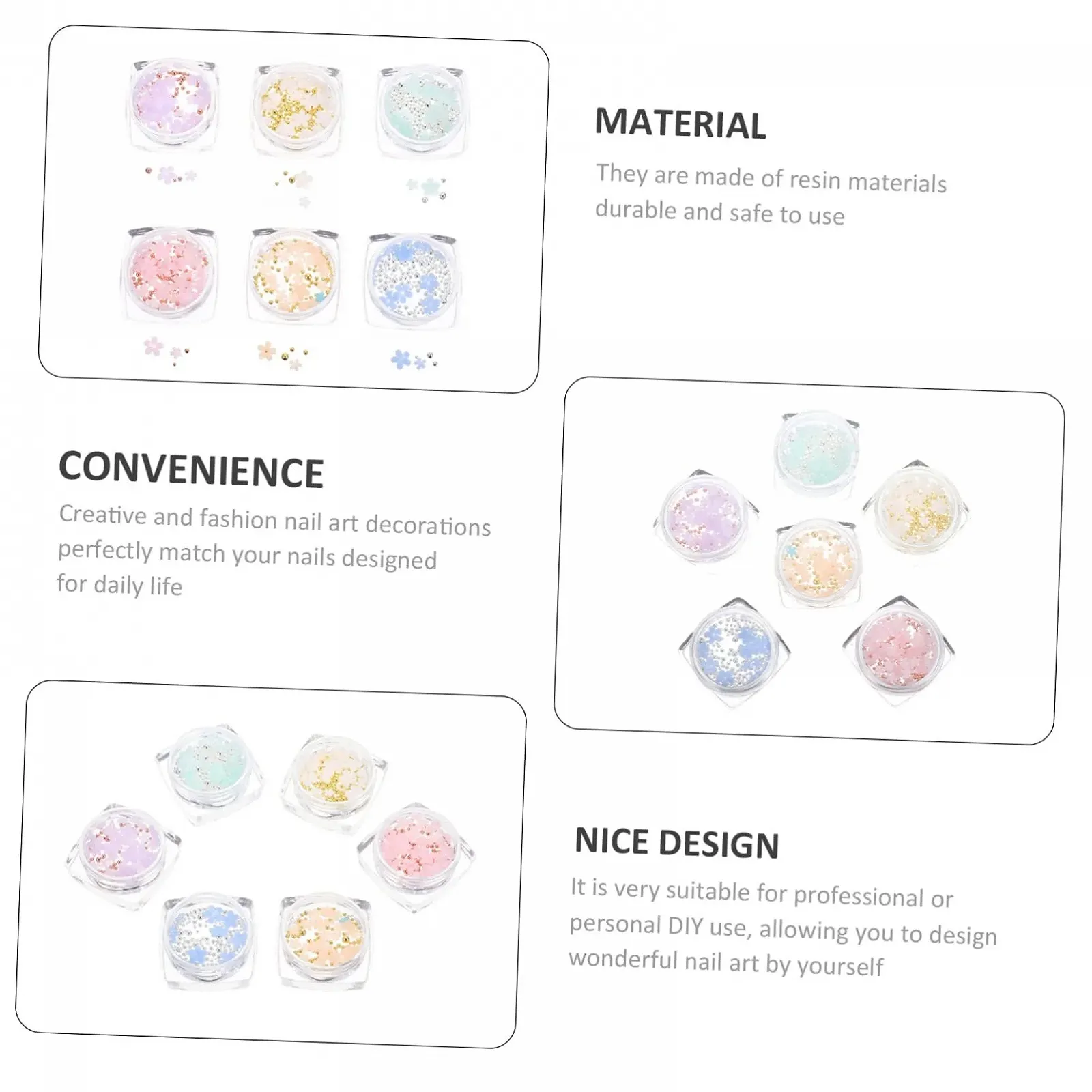 Украшения для ногтей Цветы 3D FRCOLOR 24 коробки Жемчуг Стальные шарики, фото №2