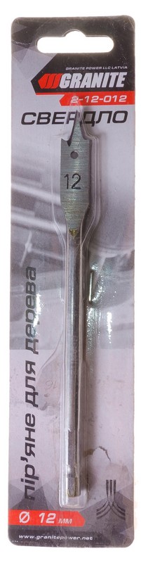Свердло для дерева GRANITE пір'яне 12х152 мм 6-гранний хвостовик 1/4" 2-12-012, фото №2