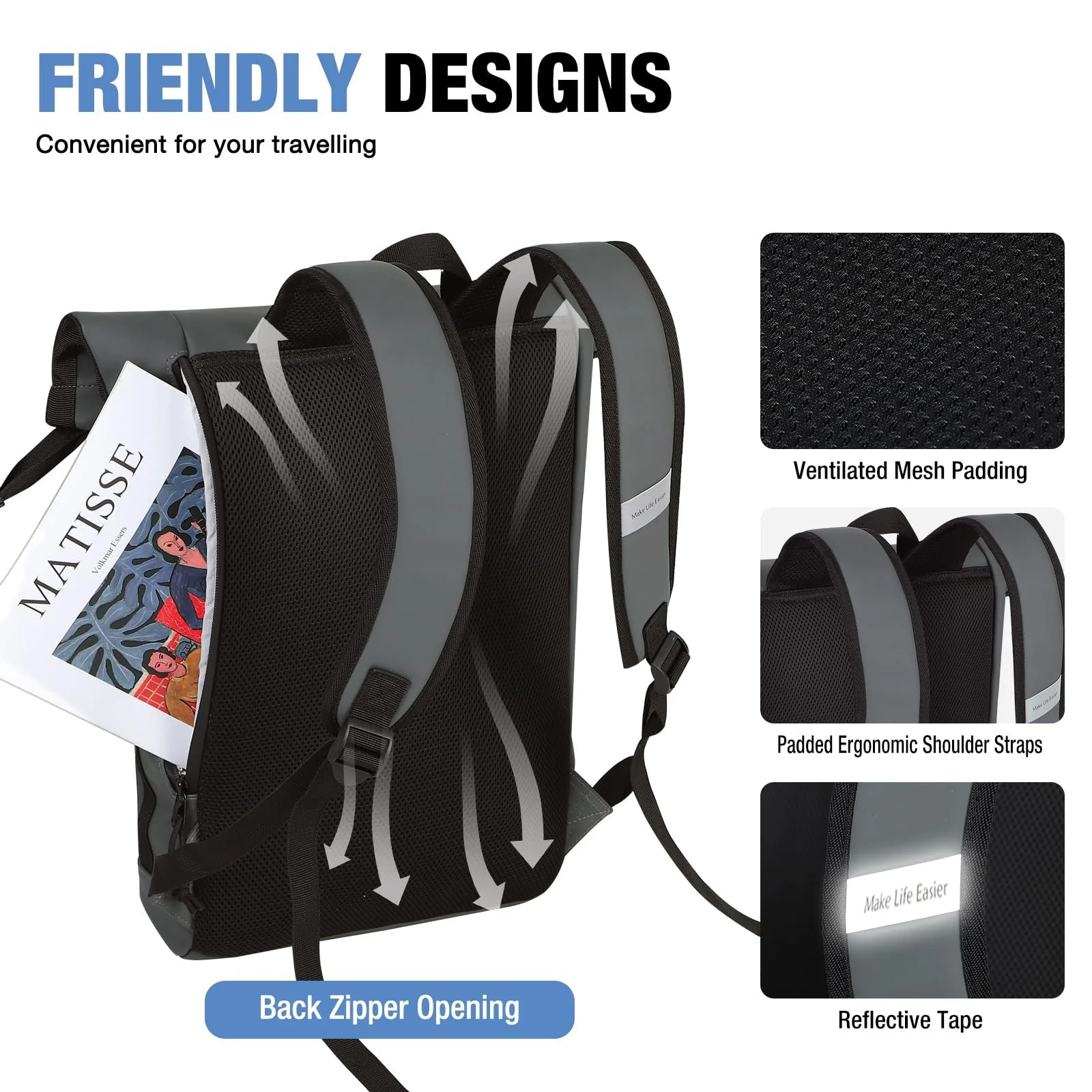 Рюкзак Rolltop Laptop Backpack 17 Inch водонепроникний великий 17 Inch, фото №6 Рюкзак Rolltop Laptop Backpack 17 Inch водонепроникний великий 17 Inch, фото №6