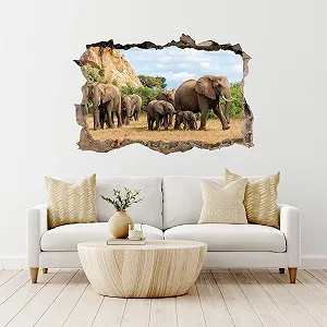 Наклейка на стіну DW000104 Elephant Herd in Africa 150 x 100 см Коричнева synthetic.ua - Фото 1
