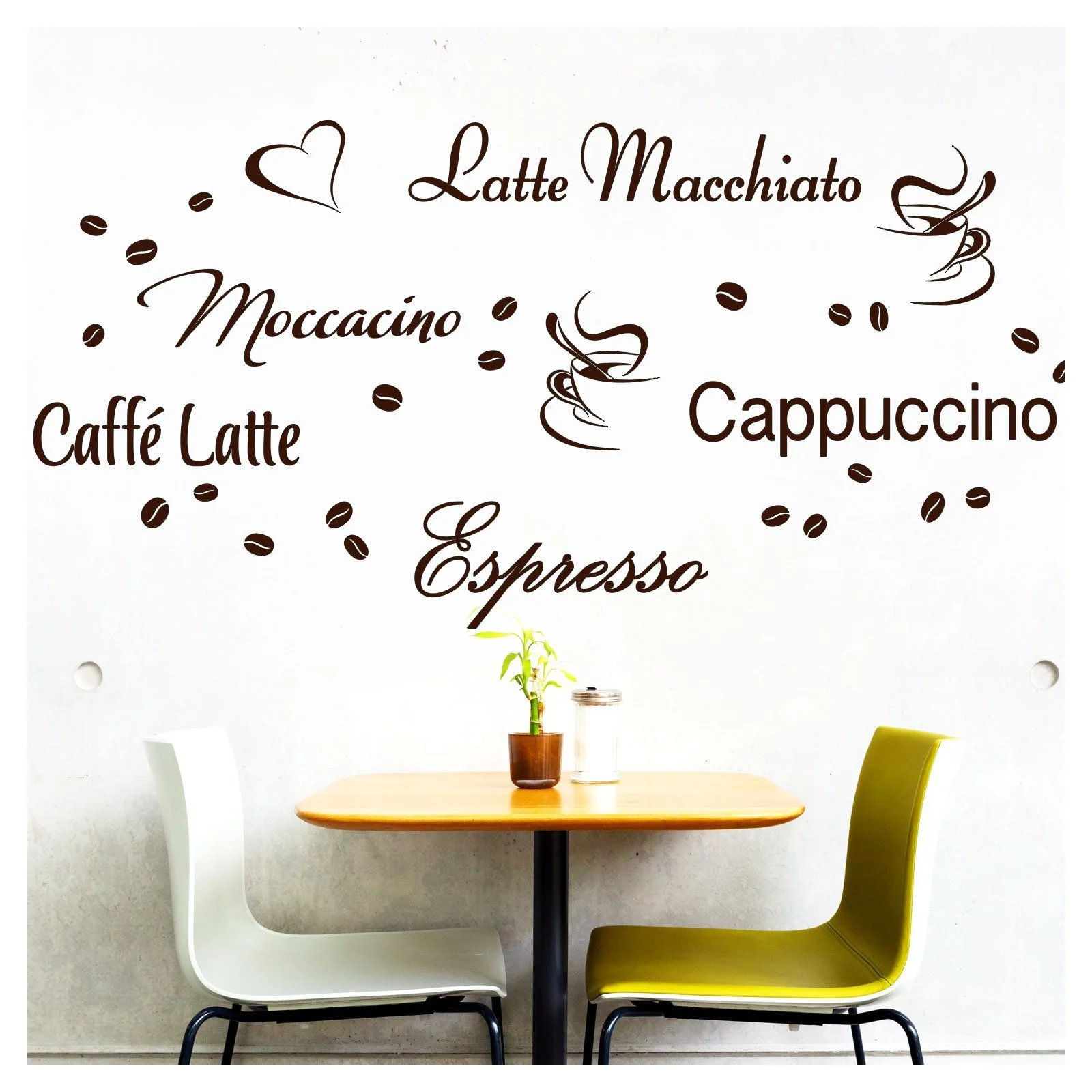 Наклейка на стіну Wall Art Cheap G006 Кава Кухня Еспресо Горнятка Зерна, фото №1
