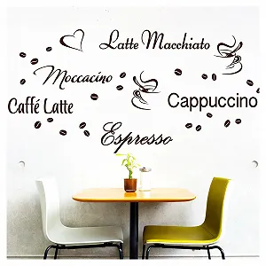 Наклейка на стіну Wall Art Cheap G006 Кава Кухня Еспресо Горнятка Зерна - Фото 1