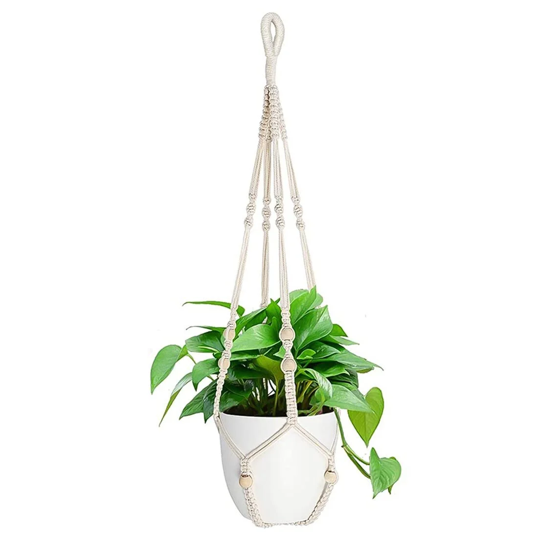 Корзина подвесная макраме хлопковая веревка с крючком Бохо стиль, фото №4