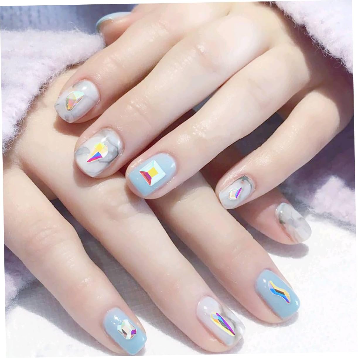 Стрази для нігтів Beavorty, кристали, наклейки дорогоцінні камені, діаманти, 3D акрилові , плоска упаковка 100 шт., фото №8