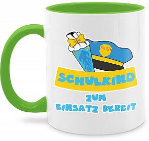 Кружка 325 мл - Подарок на Первый день в школу - Готовый к использованию школьник со школьным кульком Полиция - 325 мл - Светло-зеленый - Чайная чашка 1 Класс Q9061 Шоколадная чашка для младшей школы - Фото 1