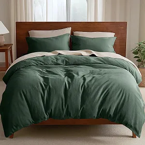 Комплект постельного белья Lanqinglv Микрофибра 155 x 220 см Темно-зеленый - Фото 1